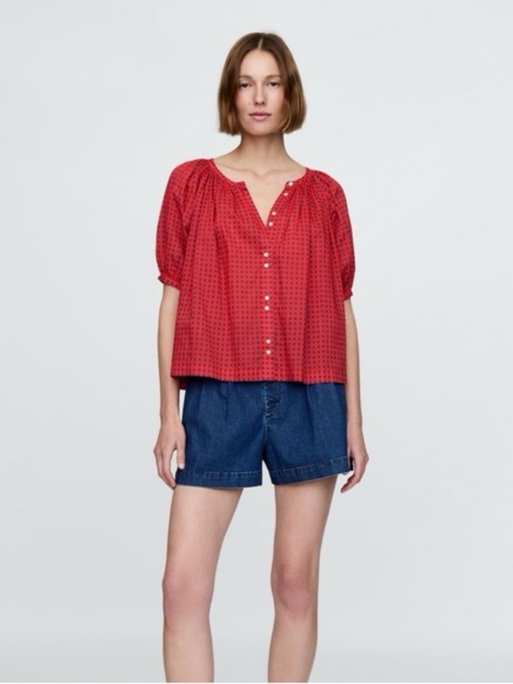 Gap x Doen red print blouse - Picture 6 of 9